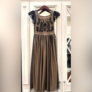 Elegant Black and Tan Kids Formal Dress